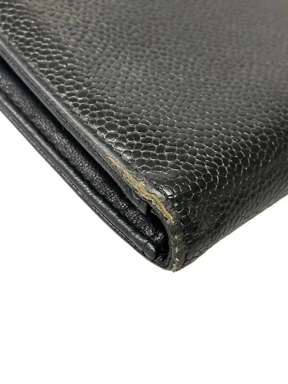 CHANEL Black Calfskin Long Wallet Gold hardware